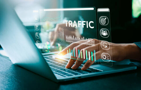 Advanced Digital Traffic Analysis, Business Professional Utilizing Cutting-Edge Technology and AI to Enhance Website Performance and User Engagement Through Detailed Data Insights, Strategic Planning